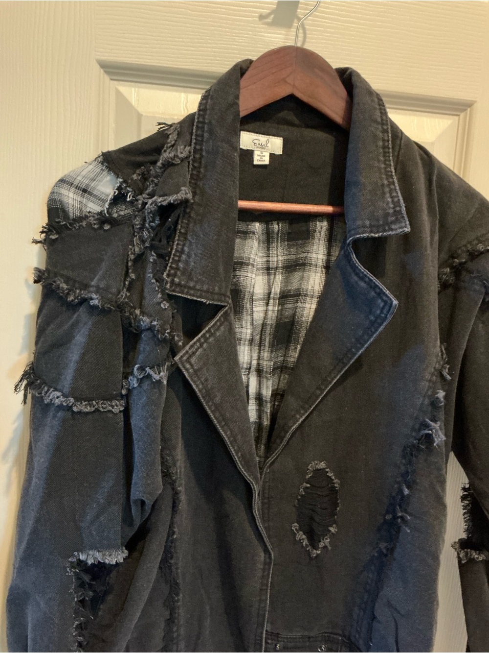 Blank NYC Black Distressed Lightweight Men's Shirt Jacket